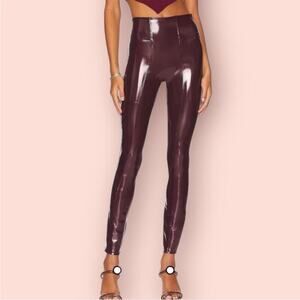 Spanx SPANXshape Faux Leather Patent Leggings - Ruby Red Burgundy NEW S petite